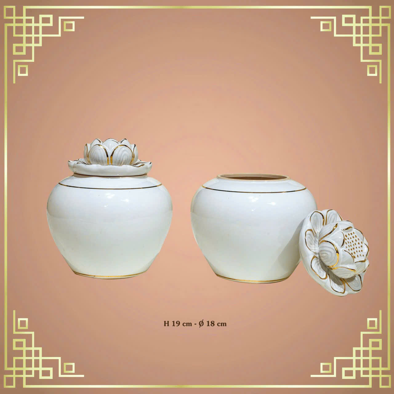 Bộ Hũ Tro Tịnh Liên Bạch Sứ – Biểu tượng thanh tịnh nơi miền cực lạc