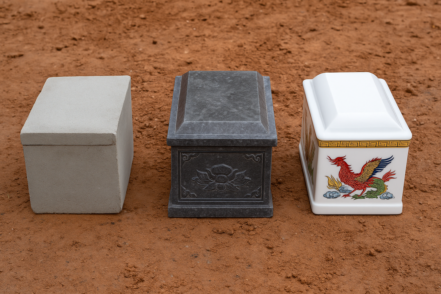 Tiểu quách xi măng, đá, nhựa composit – Ưu nhược điểm thực tế